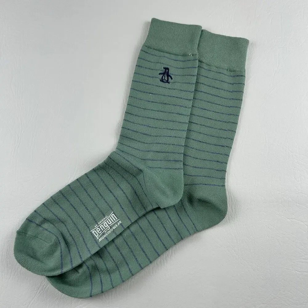 Original Penguin Men’s Green Stripe Crew Dress Socks 1 Pair
